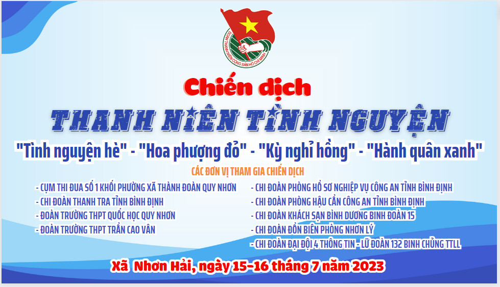 Các đơn vị tham gia Chiến dịch thanh niên tình nguyện năm 2023